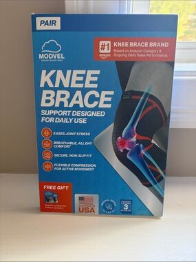 Knee Brace Pair - Black/Red Support for Daily Use